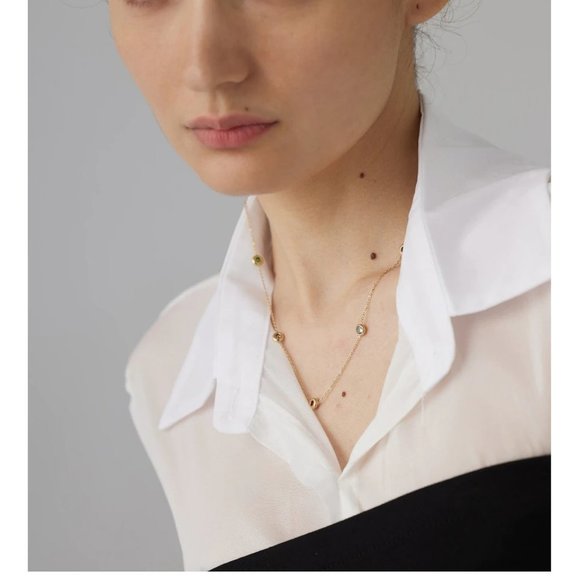 NEW 18K Gold Plated Multi Color Gemstone Necklace - Picture 2 of 7